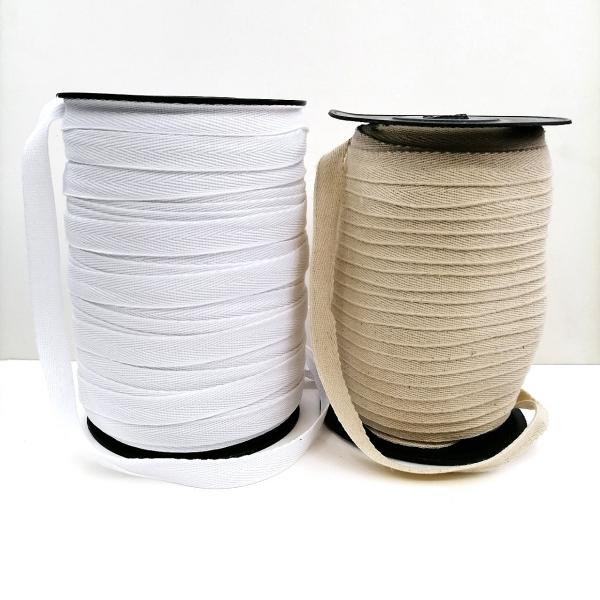 เทปก้างปลา cotton  10 mm ขาว ดำ ดิบ