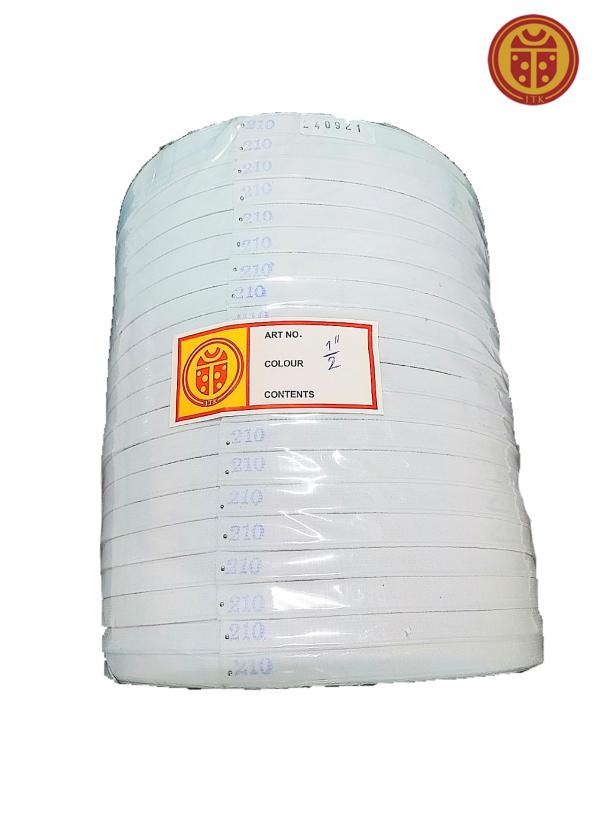 ยางยืด1/2" ขาว   No 210 1 ตั้ง​ 20​ ม้วน   1หลา = 90 cm